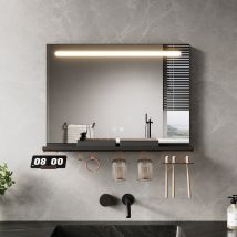 Sonni 700x500 Badspiegel Mit Led Beleuchtung, Antibeschlag, Ablage, Dimmbare 3-farben Beleuchtung Und Touch-schalter