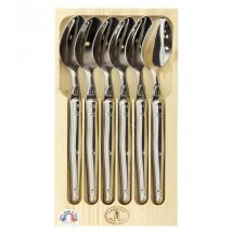 Cucchiaio da tavola in acciaio inox - Confezione da 6 - Spessore 1,5 mm - Scatola in legno naturale