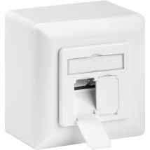 Goobay - Cat-6a-universaldose Inkl. Aufputzmontage-rahmen, 2x Rj45-anschlüsse, Geschirmt, Klemmleiste Für Werkzeugfreie Lsa-montage. Farbversion Weiß