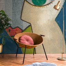 Profhome - Photo Wallpaper 398901 Hot Embossed Non-woven Wallpaper Smooth With Abstract Pattern Matt Blue Beige Green Fuchsia 2.12 M X 2.8 M