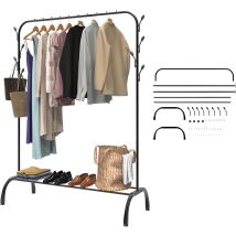 Cintre Robuste, Cintre En Métal De 150 Cm Avec Crochet Et Étagère Inférieure, Pouvant Supporter Jusqu'à 42 Kg, Cintre Portable, Peut Accrocher Vestes,