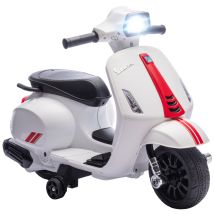Moto Eléctrica Para Niños De 2-4 Años Con Batería 6v Faro Bocina Y Ruedas Auxiliares Blanco