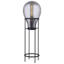 Stehlampe – 50 x 158 cm – Smoky – Lampenschirm aus geblasenem Glas – Runde Struktur aus schwarzem Metall – Hochleistungs-LED-Lampe