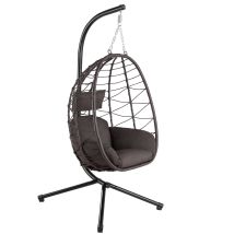 Hinhocker - Hängesessel Mit Gestell, Braun, Hängeschaukel Für Indoor Und Outdoor, Schaukelstuhl