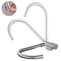Lonheo Max - Lonheo Grifo De Cocina Plegable 90+giratorio 360, Grifo Cocina Abatible De Acero Inoxidable, Fregaderos Monomando De Cocina Con Aireador 