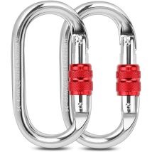 Climbing Carabiners, 2pcs Safety Carabiners 25kn O-shape Locking Carabiner For Climbing, Rappelling, Hammocks, Dog Leash, Bottle