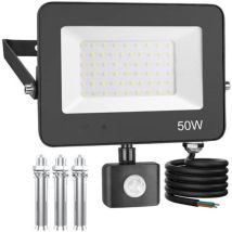 Faro Led Da Esterno Da 50 W Con Sensore Di Movimento, 5000 Lm, 6500 K, Luce Bianca Fredda Per Giardino, Garage E Patio.