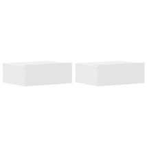 Lot De 2 Tables De Chevet Flottantes, Tables De Nuit, Pour Chambre Salon Couloir, Blanc 40x30x15 Cm Aggloméré Oib5301e