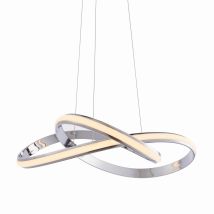 Endon Lighting Aria - Led Integrato A Sospensione Con Piastra Effetto Cromato E Silicone Bianco Opaco 1 Luce Dimmerabile Ip20