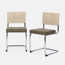 Alice's Garden – Silla cantilever efecto ratán – Set de 2 – Vintage – Poliester – Altura del asiento: 50 cm – Peso máximo: 110 kg