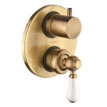 Piralla - Miscelatore Doccia Incasso Con Deviatore In Colore Bronzo Antico Maniglia Bianca Rubinetterie Como 0tof3400a21 Bronzo