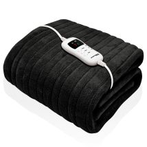 Purus Black Electric Throw Heated Blanket 160x120cm Soft Fleece Blanket Black