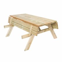 Mesa De Picnic En Madera Maciza Gardiun Essential 200x154x74 Cm Mesa De Jardín Para 8 Personas Madera De Pino Tratada En Autoclave Dos Bancos 