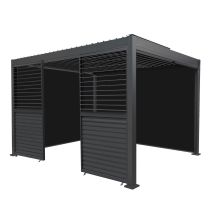 Aluminium Pergola With Anthracite Blinds & 2 Shutter Panels - 3m