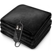 Sinnlein Couverture Chauffante Peluche 160 X 120 Cm Noire Couverture Chauffante Avec Arrêt Automatique Couverture Douillette Fonction Minuterie 9 