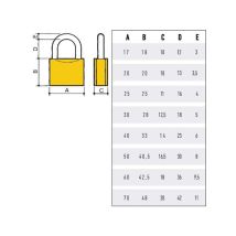 Cadenas à clé – Corps monobloc en laiton brossé – Double système de verrouillage – 2 clés – POTENT