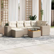 Torana - Set Sofás De Jardín 7 Piezas Y Cojines Ratán Sintético Beige Vidaxl