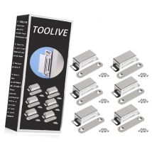 Dontodent - 6 Piece Heavy Duty Cupboard Door Magnets Stainless Steel Strong Magnetic Door Catch With 24 Screws For Furniture Cabinet Cupboard Wardrobe