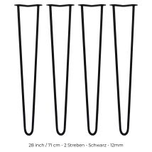 4 X Skiski Legs 71cm 2 Streben Hairpin Haarnadel Tisch Stuhl Beine Stahl 12mm Schwarz