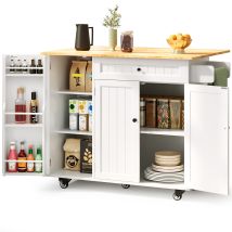 Carrito De Cocina Con Ruedas Bealife Carrito De Comida Móvil Con Encimera Plegable Incluye 1 Cajón 1 Toallero 1 Especiero 3 Puertas Y 3 Estantes 130 X