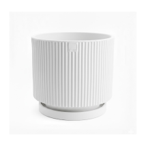 Vase Design Moderne Ø40 H36 En Polymère Blanc Résistant Pour Intérieur Et Extérieur - Fabriqué En Italie - Monacis
