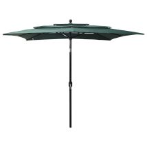 Sombrilla De 3 Niveles Con Poste De Aluminio 2,5 X 2,5 M Verde 020008780