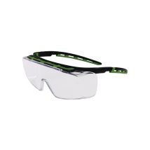 Schutzbrille Kubik En 166, En 170 Bügel Schwarz/grün, Scheibe Klar Polycarbonat