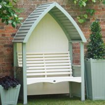 Afk Cottage Arbour Wooden Garden Seat Chair Heritage Sage Green & Cream Fsc