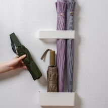Starlight - Soporte De Pared Ajustable Para Paraguas Sin Perforaciones Y Con Ganchos (blanco)