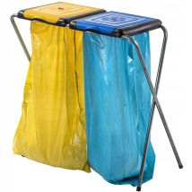 Soporte Para Bolsas De Basura Para Interior Y Exterior, Práctico Y Eficaz Soporte Para Bolsas De Reciclaje (doble: Amarillo Y Azul) - Kadax