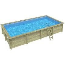 Piscina In Legno Aqua 8,5x4,35 - H.1,45 M Su Telaio Senza Cementazione - Bas7309ospu