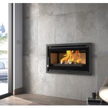 Insert À Bois Ventilé Canalisable - Firematic Mora 13.3 Kw Foyer En Fonte - Porte Fonte - Avec Vitre Sérigraphiée