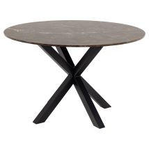 Esstisch Heaven 120x120cm Braun – Marmorimitat Tischplatte – Metallbeine – X-förmige Konstruktion – Kompakt für kleine Esszimmer