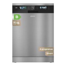 Lavavajillas Evvo D6x Inox 60cm, 15 Cubiertos, Clase B, Apertura Auto, Luz Uv, Inox