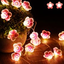 Lichterkette Mit 40 Rosa Kirschblüten-leds, Usb-lichterkette Für Weihnachten, Mädchenzimmer, Schlafzimmer, Drinnen, Draußen, Hochzeit, Valentinstag