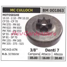 Pignon Mc Culloch Moteur Tronçonneuse 10.10 2.10 Pm 10.10 Cp55 3/8' Dents 7 001863