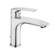 Waschtischmischer Limettenchrom – Kartuschendurchmesser 35mm – Luftsprudler M24x1 – 2 Edelstahlschläuche – 1"1/4 G Abfluss