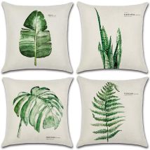 Funda De Cojín Para Exteriores, Juego De 4 Fundas De Almohada Impermeables Con Estampado De Hojas Verdes Para Sofá, Patio, Jardín, Sala De Estar, 