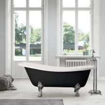 Rogier&mothes - Vasca Da Bagno Freestanding In Ghisa Stile Classico Con Piedini Livingston Nera 170 Cm Piedini Cromati