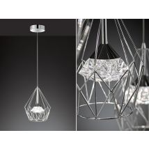 Wofi - Led Pendelleuchte Amy Mit Gitter Lampenschirm 1-flammig Silber, Ø 25cm