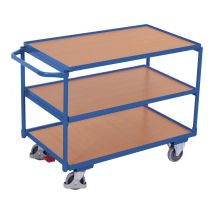 Variofit Tischwagen Mit Schiebegriff Und 3 Ladeflächen 1185x790mm Enzianblau Ral 5016