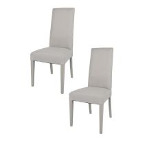 Glam Dining Chair – Handmade Beech Wood – Pearl Gray Fabric – 99 cm Height – 120 kg Capacity