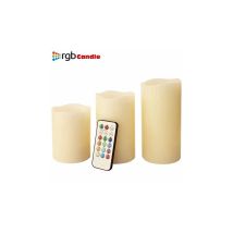 Flammenlose LED-Kerzen – 3 Stück – Echtes Wachs – 12 Farben – Fernbedienung – Vanille-Aroma – CE-zertifiziert