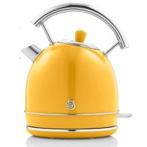 Swan - Sk14630yelneu Retro Hervidor Agua Eléctrico, 1,8 L, Resistencia Oculta Acero Inoxidable, Sin Bpa, Inalámbrico 3000w Amarillo
