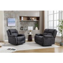 Furniture One - Manual Reclining Sofa Collection Sectional Couches Set Grey - 2+1 Seater Sofa Set