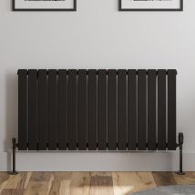 Duratherm - Black Flat Panel Designer Radiator Vertical Horizontal 600 X 1212mm Single Panel