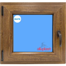 Eco-blu - Ventana Pvc 600x600 Roble Dorado Oscilobatiente Izquierda Vidrio Mate