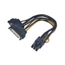 Akasa - Strom Adapter [2x Sata-strom-stecker 15pol. - 1x Pcie-stecker 6pol.] 0.15 M Schwarz, Gelb