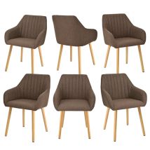 Minimalist Dining Chairs With Comfortable Backrests, Ergonomic Armrests And Sturdy Wooden Legs – Set Of 6 - Mocha Brown