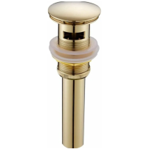 Modern Pop-up Retro Sink Plug Click-clack Drain With Overflow Gold Brass Universal Sink Drainer Valve Basin Siphon With Overflow Hole Polished- With 